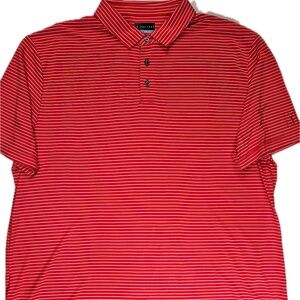 PGA‎ Tour Polo Shirt Mens 2XL Red Striped Golf Performance Moisture Wicking XXL